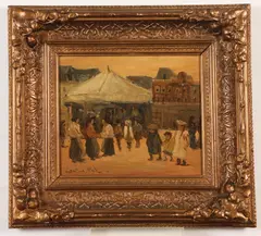 Louis van der Pol, Parisian Scene, Oil on board