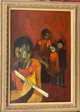 Josette Faquet, Girl Holding Instrument, Oil on canvas