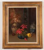 Tom Nicholas, Still Life with Poinsettia, Oil on canvas