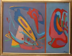 Mihail Chemiakin, Two Masks, Oil on canvas