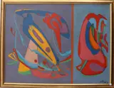 Mihail Chemiakin, Two Masks, Oil on canvas
