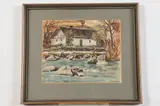 Jaroslav Drahovzal, House by the Elbe River near Nymburk, Watercolor on paper