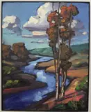 Contemporary Landscape by American School, Oil on board, sold Jun 2022