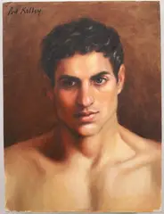 Pat Kelley, Man with Brown, 2016, [LGBTQ+ INTEREST], Oil on Canvas
