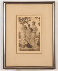 Waiting to Cross by Alfred Lys Baldry, 1893, Photogravure from the book (an edition of 60 copies): "Albert Moore: His Life and Works: (Publisher: George Bell & Sons , sold Jun 2022
