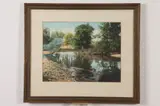 Wallace Nutting, The Swimming Pool, Colored photograph with photographer's ink signature on paper (right hand corner)