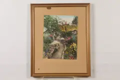 Wallace Nutting, A Garden of Larkspur, circa 1914, Ink titled and signed at base (on the mat)