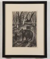Rosella Hartman, The Bear Family, circa 1934, Pencil signed lithograph