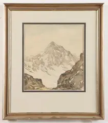 Swiss School, The Swiss Alps, Watercolor on paper