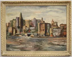 H. Breton, Baltimore Harbor, Oil on canvas