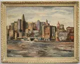 H. Breton, Baltimore Harbor, Oil on canvas