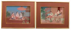 Thai School, A Pair: "The Courtship" and "Life Up Country", Oil on canvas