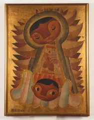 Jose Maria de Servin, Virgin of Guadalupe, Mixed media on board