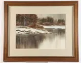 Doris Olson Mina-Mora, Winter River, Watercolor on paper
