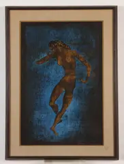 Alfonso Benavides, Female Nude Dancing, Oil on paper