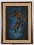 Alfonso Benavides, Female Nude Dancing, Oil on paper