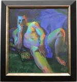 Nebojsa Zdravkovic, Johan with Blue Drape, 2013, [LGBTQ+ INTEREST], Oil on canvas