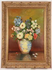 Summer Flower Bouquet by Hans K. Neubert, Oil on canvas, sold Aug 2022