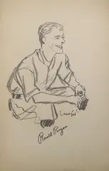 Henrik Major, Sketch of Young Ronald Reagan, Original pen or charcoal drawing on paper