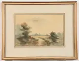 S.M. Snow, Welsh countryside, Watercolor and gouache on paper