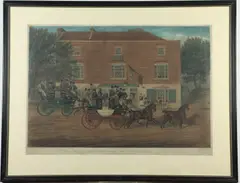 James Pollard, The Birmingham Tally-Ho! Coaches, 1828, Brooke / Southampton Row," in lower right corner "Engraving by C