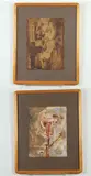 Zaul Pena, A Pair: Personaje Prehispanico I & II, 1981, A Pair of mixed media on paper artworks