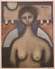 Efren Medina, Mona Lisa Smiling, 1975, Oil on canvas