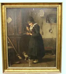 Hermann Plathner, Die Mausefalle (The Mousetrap), 1879, Oil on Board