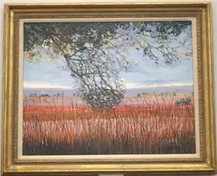 Michel Henry, Poppy Village, Oil on canvas