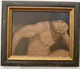 Untitled by American School, Young Man with Black Hat, 2013, [LGBTQ+ INTEREST] Oil on Board, sold Sep 2022