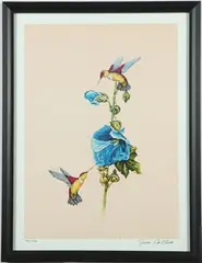 Jim Collins, Hummingbirds, circa 2004, Ink signed lower right hand corner