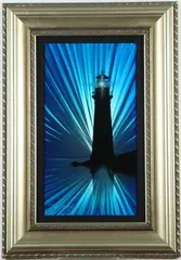 The Lighthouse, circa 2015 by Chris DeRubeis, Mixed media on aluminum including air-brush painting and hand-ground surfaces, sold Sep 2022