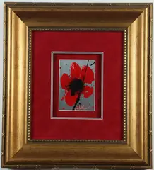 Cherry Red Poppy XXII by Dominic Pangborn, Oil on aluminum foil, sold Sep 2022