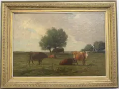 Joseph Foxcroft Cole, Grazing Cows, 1878, Oil on canvas