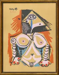 Pablo Picasso, Plate from "Les Portraits Imaginaires," 1969, Limited edition lithograph in colors (after a painting on cardboard) and pencil numbered A 186