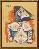 Plate from "Les Portraits Imaginaires," 1969 by Pablo Picasso, Limited edition lithograph in colors (after a painting on cardboard) and pencil numbered A 186, sold Sep 2022
