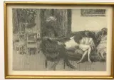 Édouard Vuillard, Interior Au Canape, circa 1930, This etching is initialed by Vuillard in the plate to the lower left