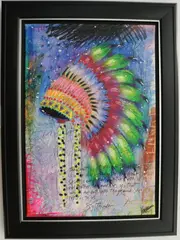 Tim Yanke, Headdress, Mixed-media with pigment, charcoal, pastels and ink on canvas