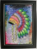 Tim Yanke, Headdress, Mixed-media with pigment, charcoal, pastels and ink on canvas