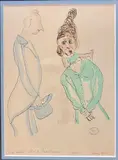 Marc Chagall, Illustration of "Suite Provinciale", Limited editioned colored lithograph as included in Gustave Coquiot's book titled "Suite Provinciale" which was illustrated with 92 pen drawings by Marc Chagall
