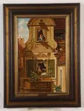 Hans K. Neubert, The Intercepted Love Letter, 1977, Oil on board artwork after the 1860 painting by Carl Spitzweg (German, 1808
