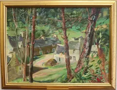 View of Britanny's Rochefort-en-Terre by Trafford Partridge Klots, Oil on canvas, sold Sep 2022