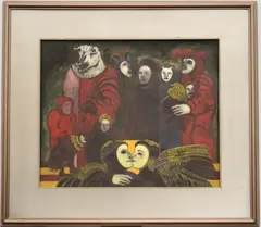 Nelson Román, Creatures in Mascaras, 1986, Oil on canvas