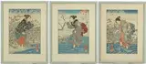 Kuniyoshi Utagawa, Untitled Triptych Series of Six Jewel Rivers (Mu Tamagawa)