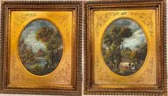 Otto von Thoren, Pair: Italian Landscapes, Oil on board