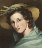 American School, Lady with a Blue Ribbon Hat, Oil on canvas