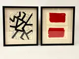John Mayberry, Pair: Red Horizons and Abstract in Black and White, Ink signed with initials lower right hand corner