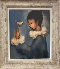 Richard Kirk, Boy with a Bird, circa 1960, Oil on canvas