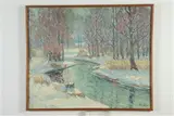 A. H. O. Rolle, Snow Scene with River, Oil on canvas