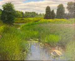 Bennett Vadnais, Midday Stream, Oil on linen